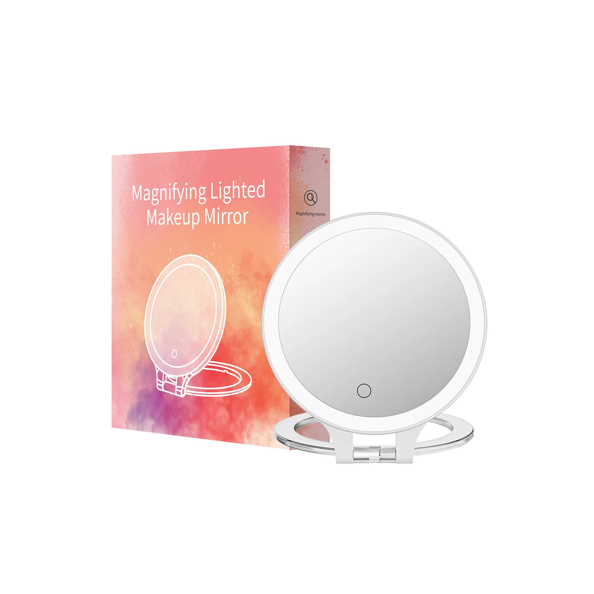 Rechargeable LED Travel Mirror with 1X/10X Magnification