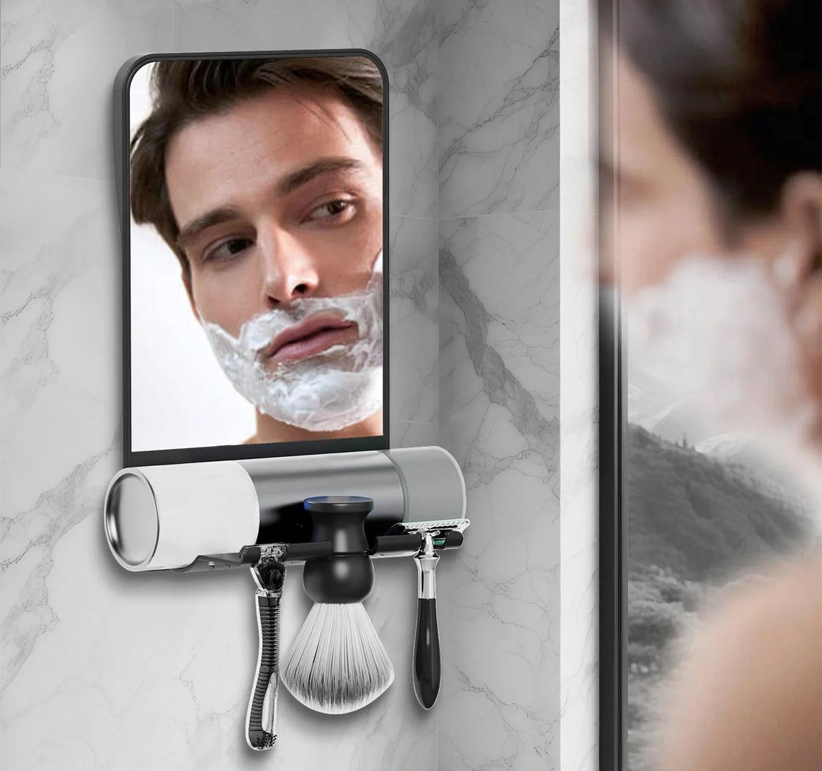 Bathroom mirror for shaving