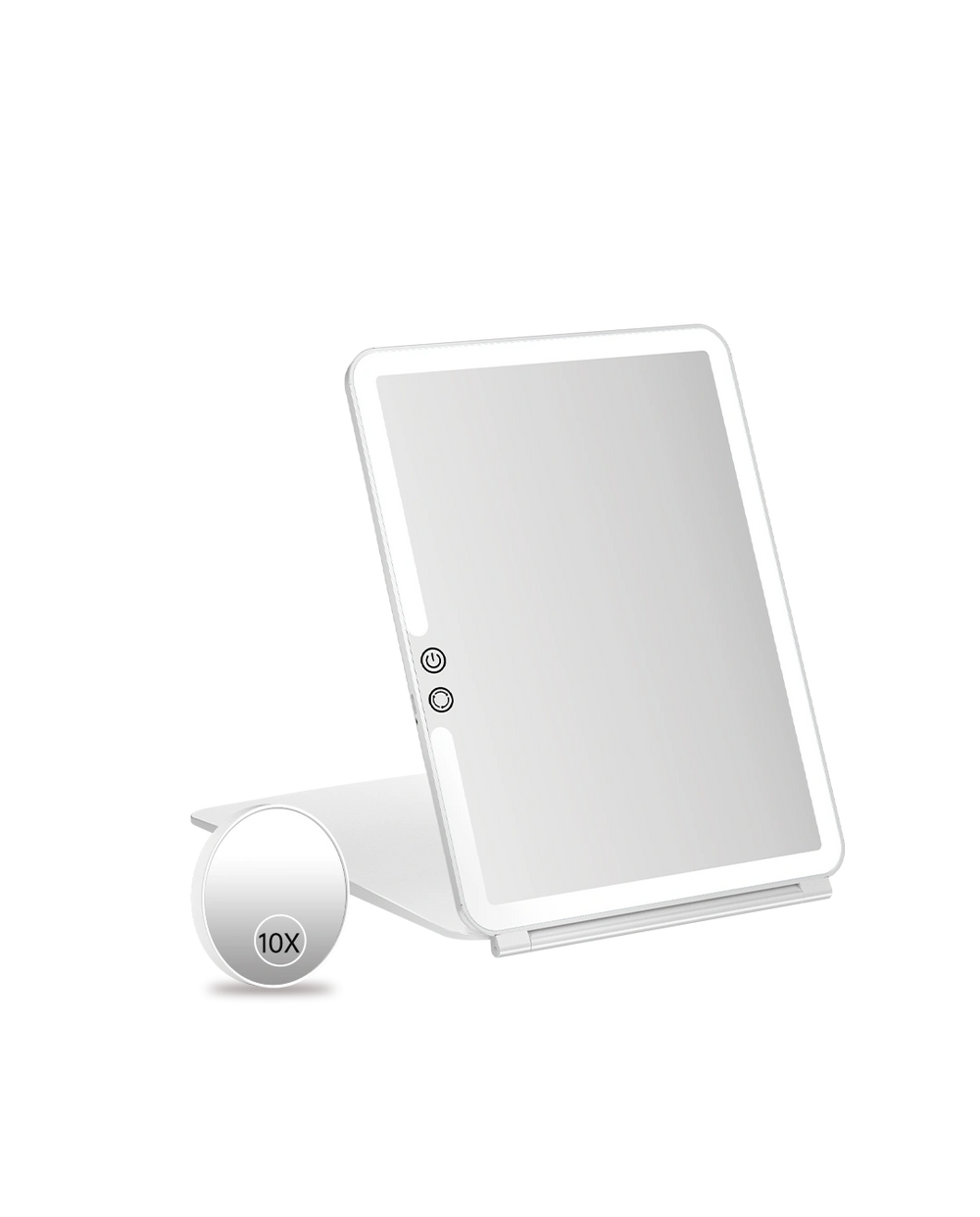 Foldable LED Travel Mirror with Detachable 10X Lens