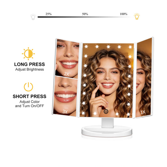 LED Trifold Makeup Mirror