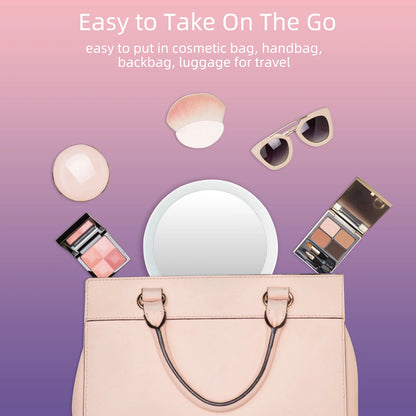 A makeup mirror that is easy to put in a makeup bag, handbag, backpack or travel luggage.