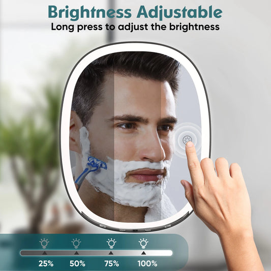 Anti-fog shower shaving mirror compared with a fogged standard bathroom mirror