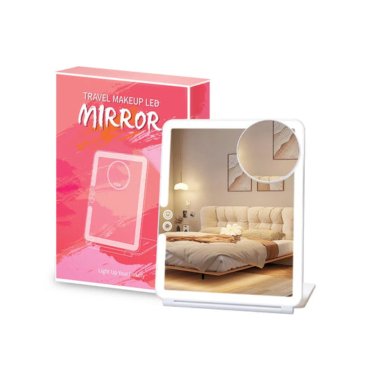 Tabletop Folding White Mirror Travel Makeup.