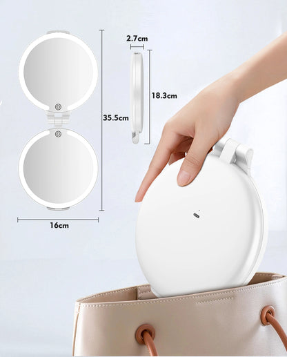 Lightweight foldable FUNTOUCH travel makeup mirror with portable dimensions