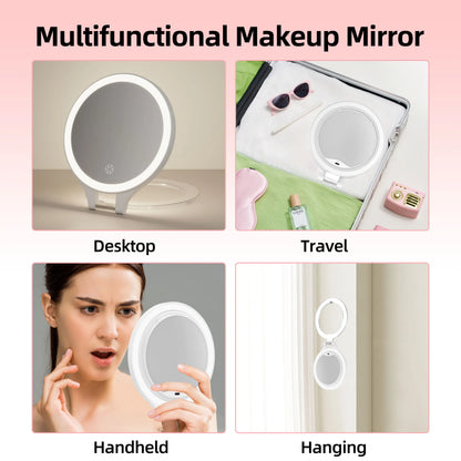 Funtouch RM451 compact mirror used as desktop, travel, handheld, and hanging mirror for different occasions.
