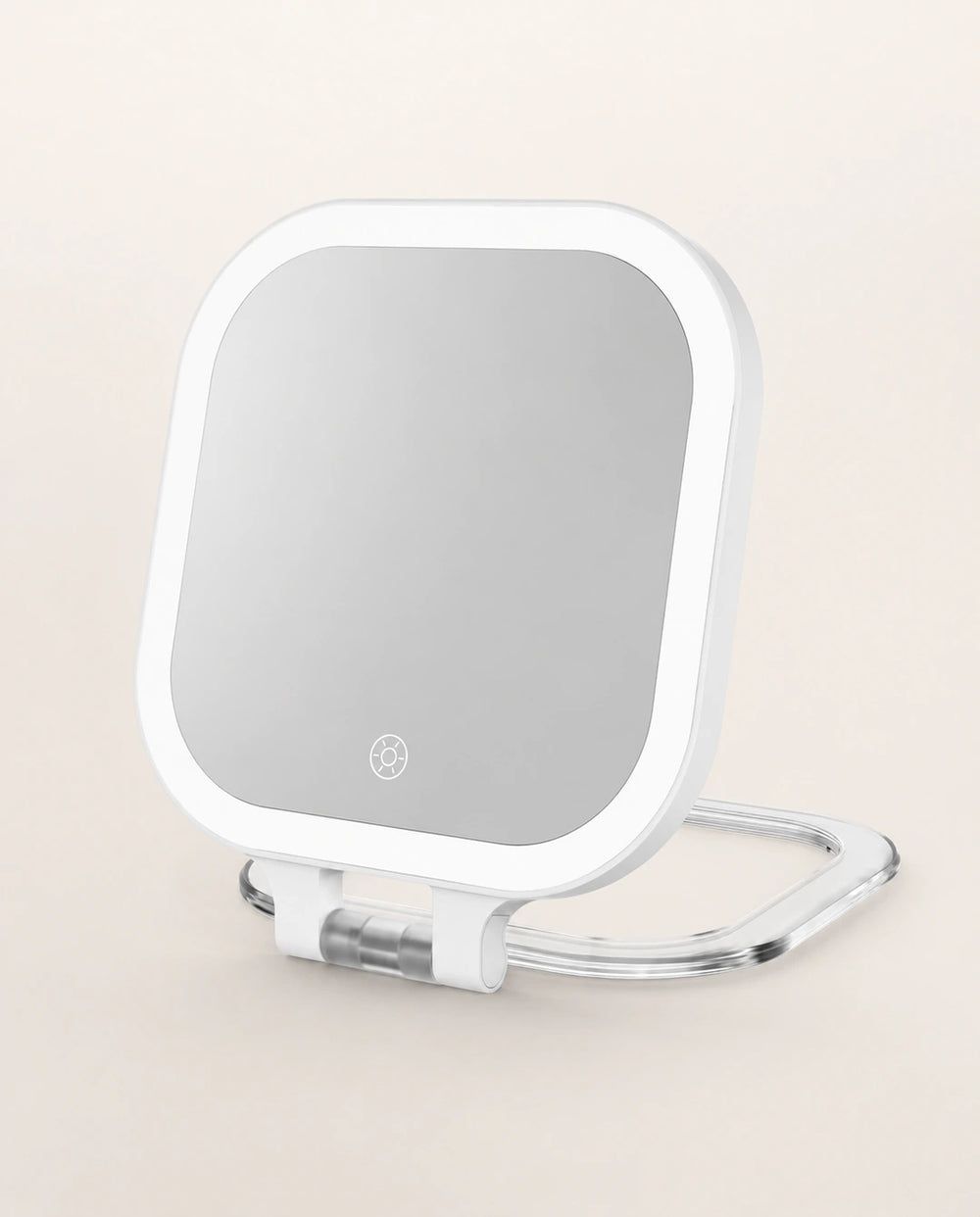 Funtouch SM420 lightweight and foldable makeup mirror, perfect for travel and on-the-go makeup touch-ups, easy to store in bags.