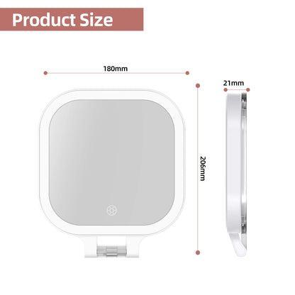Funtouch SM420 portable makeup mirror dimensions chart, showing compact size for easy travel and daily storage.