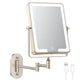 Funtouch champagne gold square wall-mounted LED mirror, foldable telescoping vanity mirror with Type-C charging cable included.