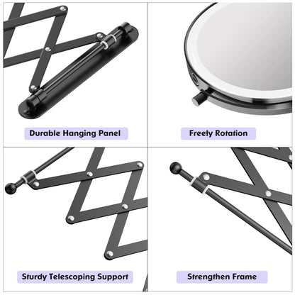 Funtouch wall mirror durable telescoping support, strengthen frame and freely rotation details, long-lasting use.