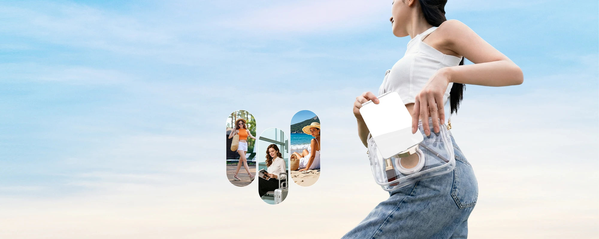 Portable travel makeup mirror with compact design for on-the-go beauty routine and daily makeup application
