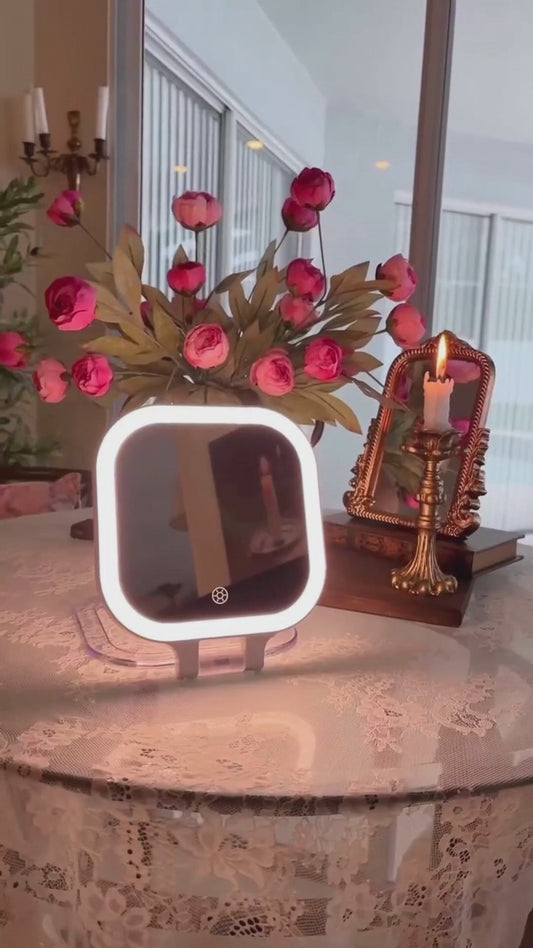 Rechargeable Travel Makeup Mirror with 1X & 10X Magnification