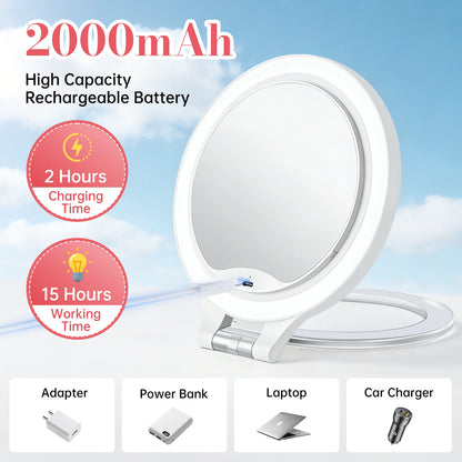 Rechargeable LED makeup mirror with 2000mAh battery, USB charging and long working time