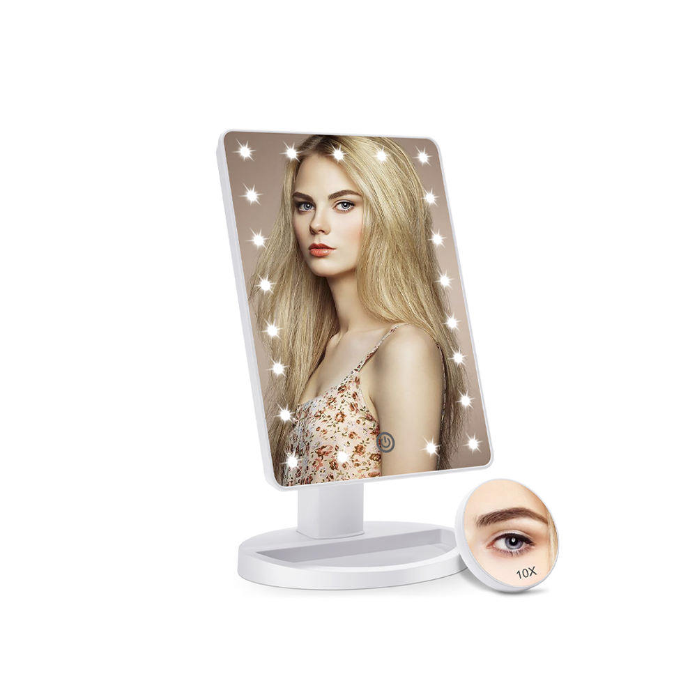 Led Tabletop Makeup Mirror with Storage Function